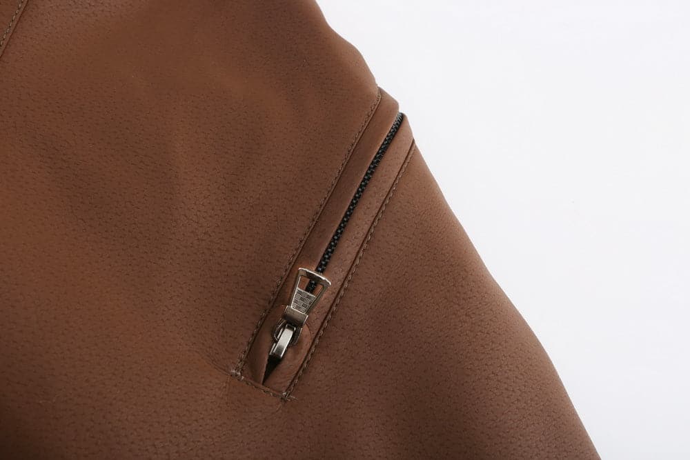 Stylish men's jacket in leather look – Hood with drawstring and ribbed cuff