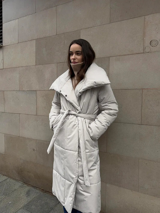Amorette Manteau d'hiver long avec large col – Élégant vêtement d'extérieur pour femme