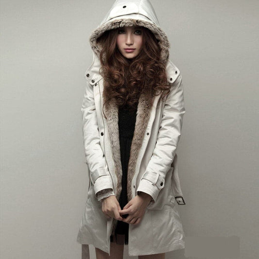 Parka d'hiver pour femme – Coupe-vent, chaude et avec capuche en fausse fourrure