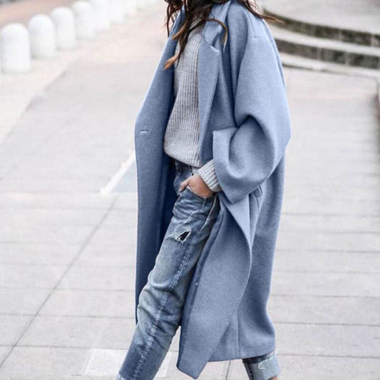 Elegante abrigo de mujer oversized en mezcla de lana – Cálido y elegante