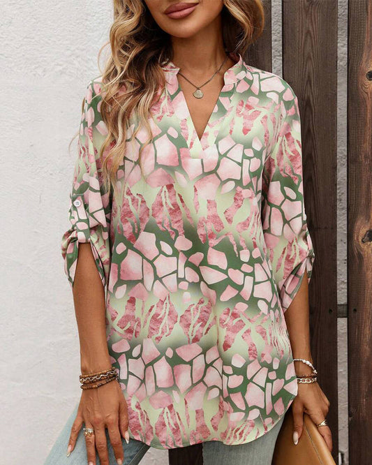 LINA | Blouse à manches longues fleurie en mélange de coton