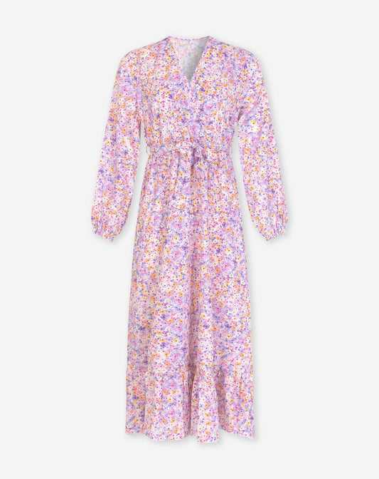 Rosalie Bloom | Robe romantique avec motif floral et ceinture élégante à la taille