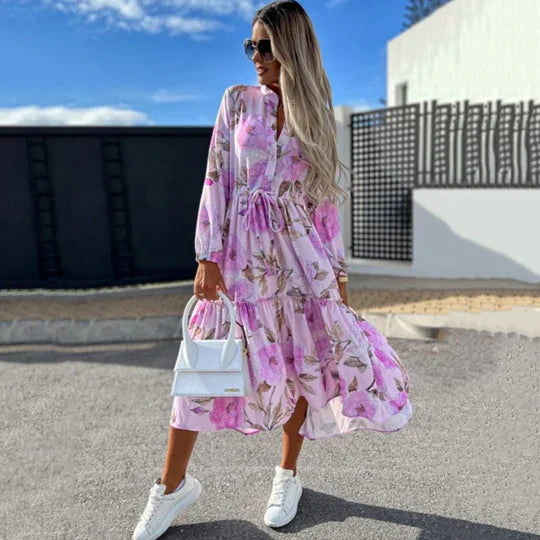 Élodie | Vestido midi en elegancia floral