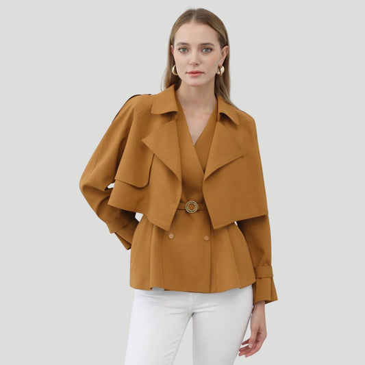 Veste peplum Soléa Dam – col accrocheur et taille cintrée