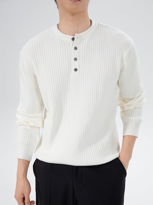 Pull Tricoté Blanc à Rayures Classiques pour Hommes – Élégant & Confortable
