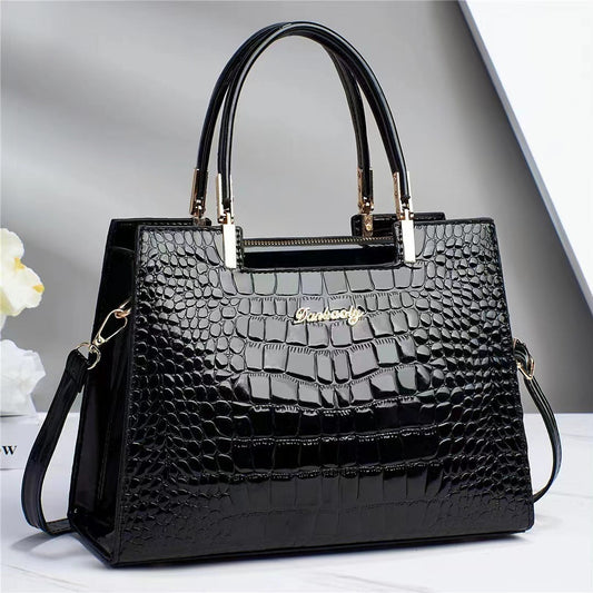 Annelie | Sac à main en motif crocodile brillant