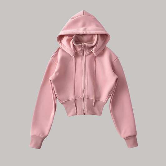 Ellevia Dam Sweat à Capuche Amovible – Sweatshirt Élégant avec Taille Cintrée