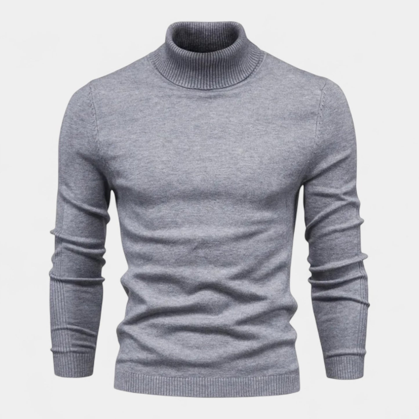 Norrskenberg™ | Herr Ribbstickad Turtleneck-Tröja | Slim Fit & Klassisk Värme