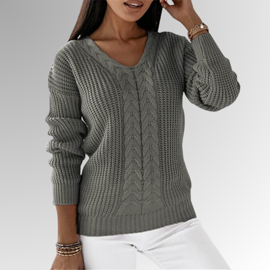 Kalyra Pull Doux Tricoté Femme – Pull avec Tricot Tressé
