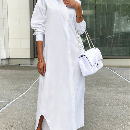 ISADORA™ | Élégante robe maxi à manches longues avec revers de veste