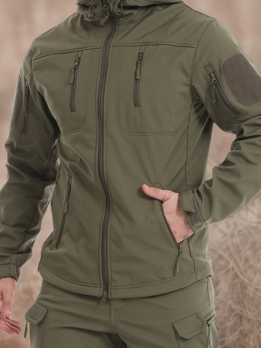 ESDY™ – Manteau d'hiver tactique en softshell avec plusieurs poches et doublure isolante