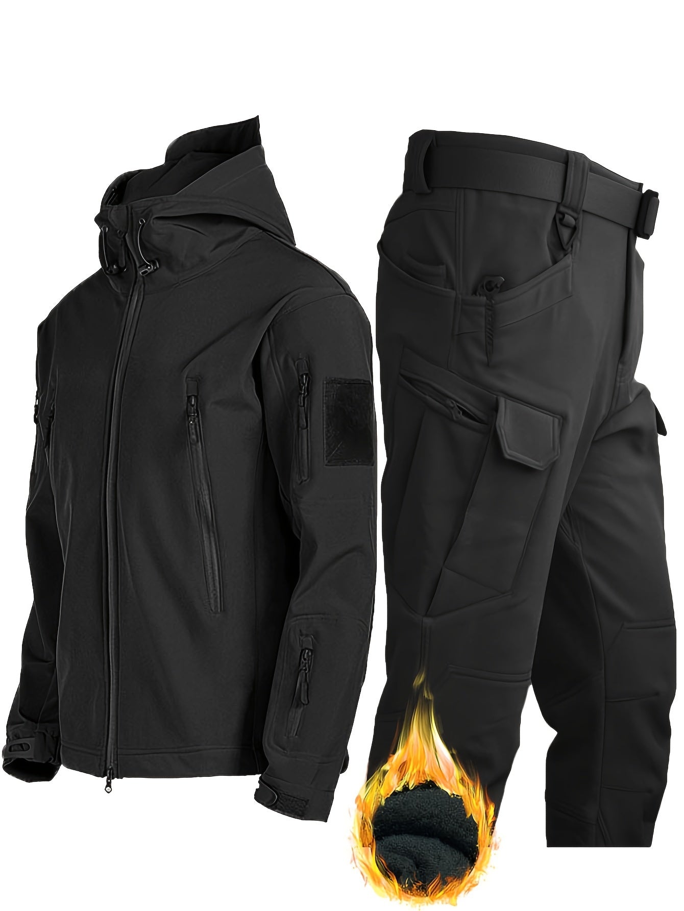 Nordhavn™ | Conjunto de invierno exterior de 2 piezas para hombre – Chaqueta de forro polar con capucha y pantalones multifuncionales