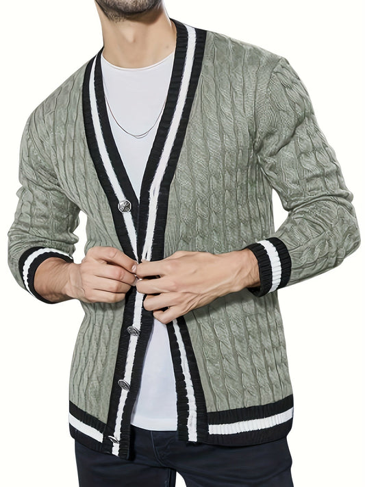 Torvald Classique Cardigan Vert – Pull Tricoté Confortable et Tendance pour Hommes