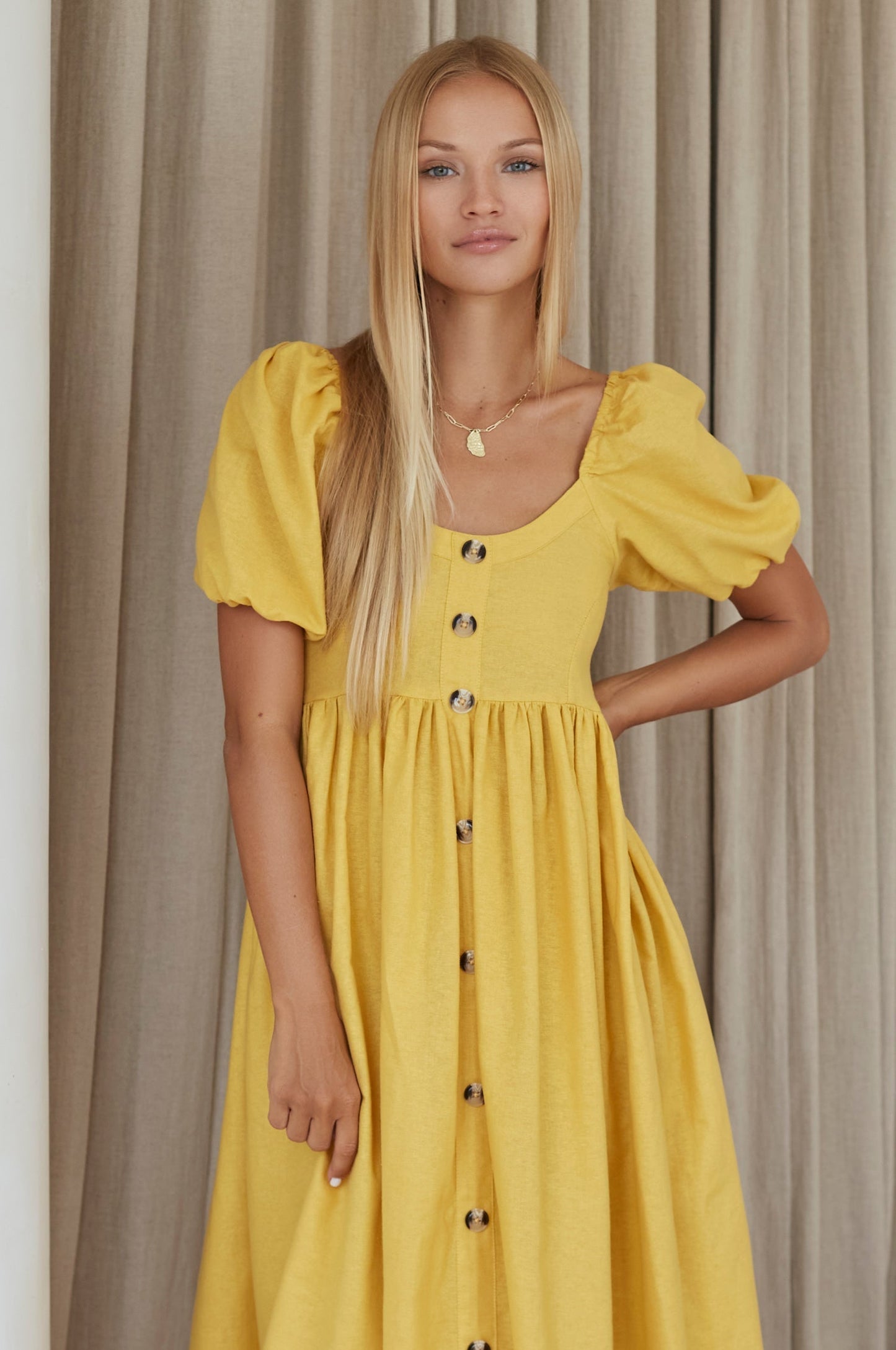 Adelisse | Romantic Midi Dress in 100% Linen