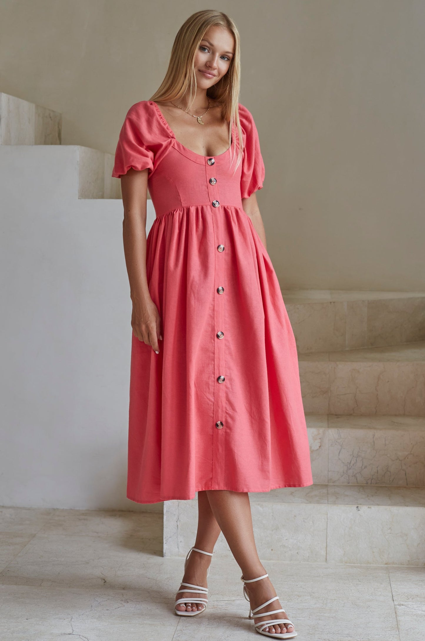 Adelisse | Romantic Midi Dress in 100% Linen