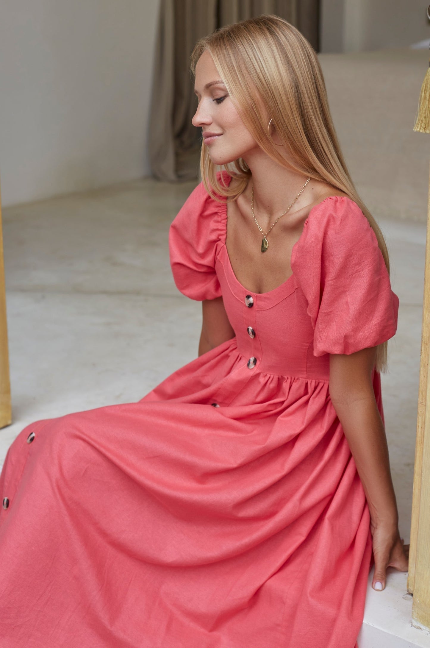 Adelisse | Robe midi romantique en 100% lin