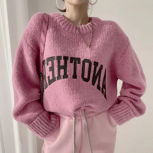 Ulyssa pull en tricot – pull avec lettres contrastantes élégantes