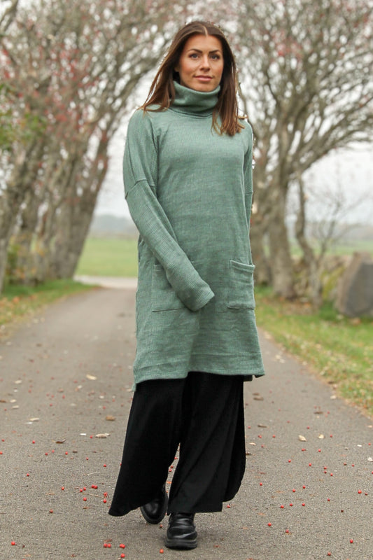 Ilyana Grön & Bleu Polo Robe Pull – Coupe Ample pour Femme