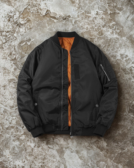 Andersson – Veste bomber classique à coupe décontractée avec col et poignets côtelés