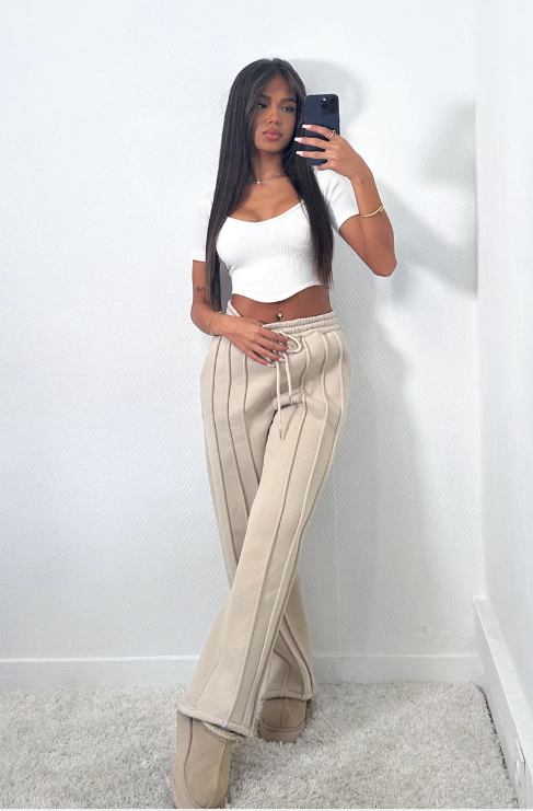 Nanna | Pantalon de sport rayé en matière aérée