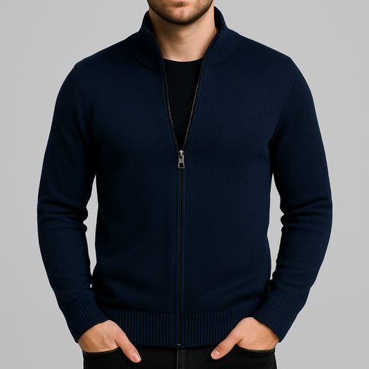 Mattias | Cardigan homme premium en coton tricoté avec fermeture éclair