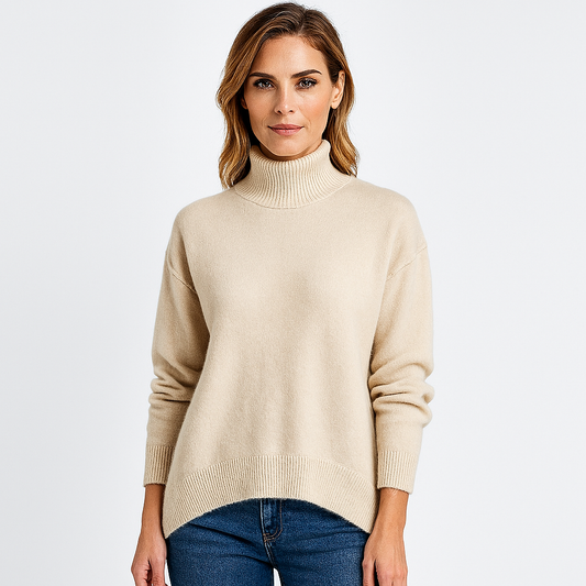 Bodil pull col roulé en cachemire – Pull classique et chic pour femme