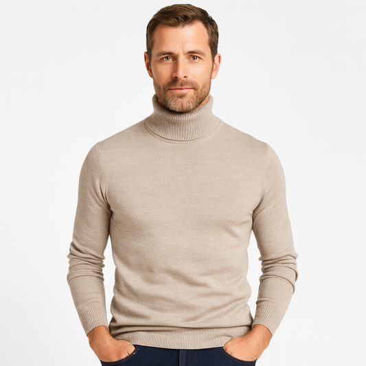 Norrskenberg™ | Pull à col roulé côtelé pour homme | Coupe slim & chaleur classique
