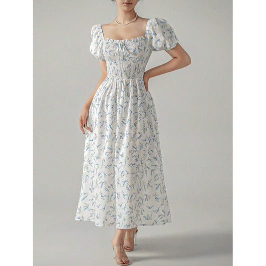 Floréa | Robe midi en ligne A avec encolure élégante