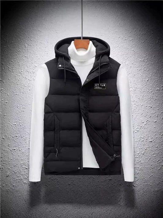 Gilet homme – matelassé et décontracté – avec capuche et fermeture éclair