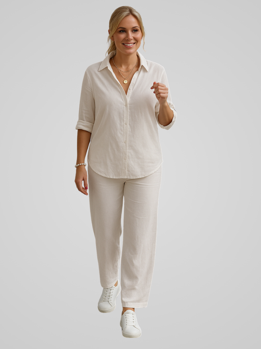 Maélie – Elegante Completo Estivo Due Pezzi con Colletto Classico