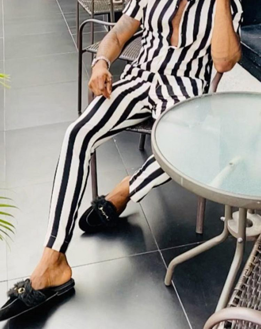 Christoffer | Ensemble 2 pièces rayé en matière aérée