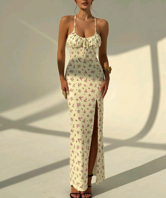 Felina™ | Robe maxi fleurie avec fente et nœud