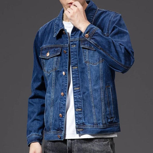 Erik – Veste en jean coupe droite avec fermeture classique à boutons