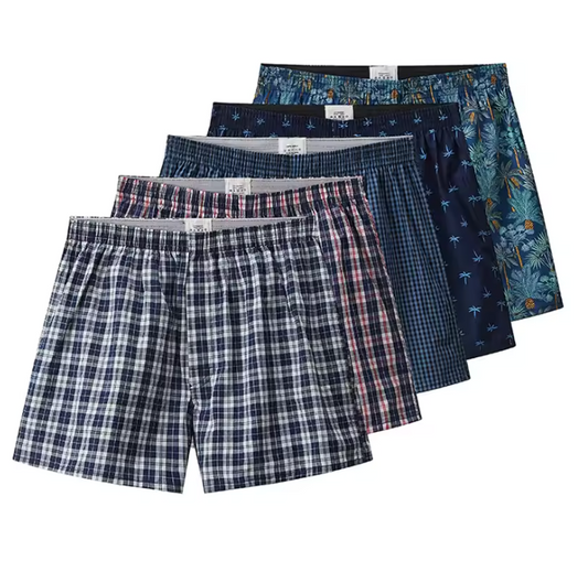 Lukas™ | Lot de 5 boxers classiques pour hommes en coton avec carreaux et motifs