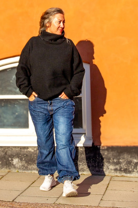 Prisca Svart Pull Col Roulé – Pull Tricoté Confortable pour Femme