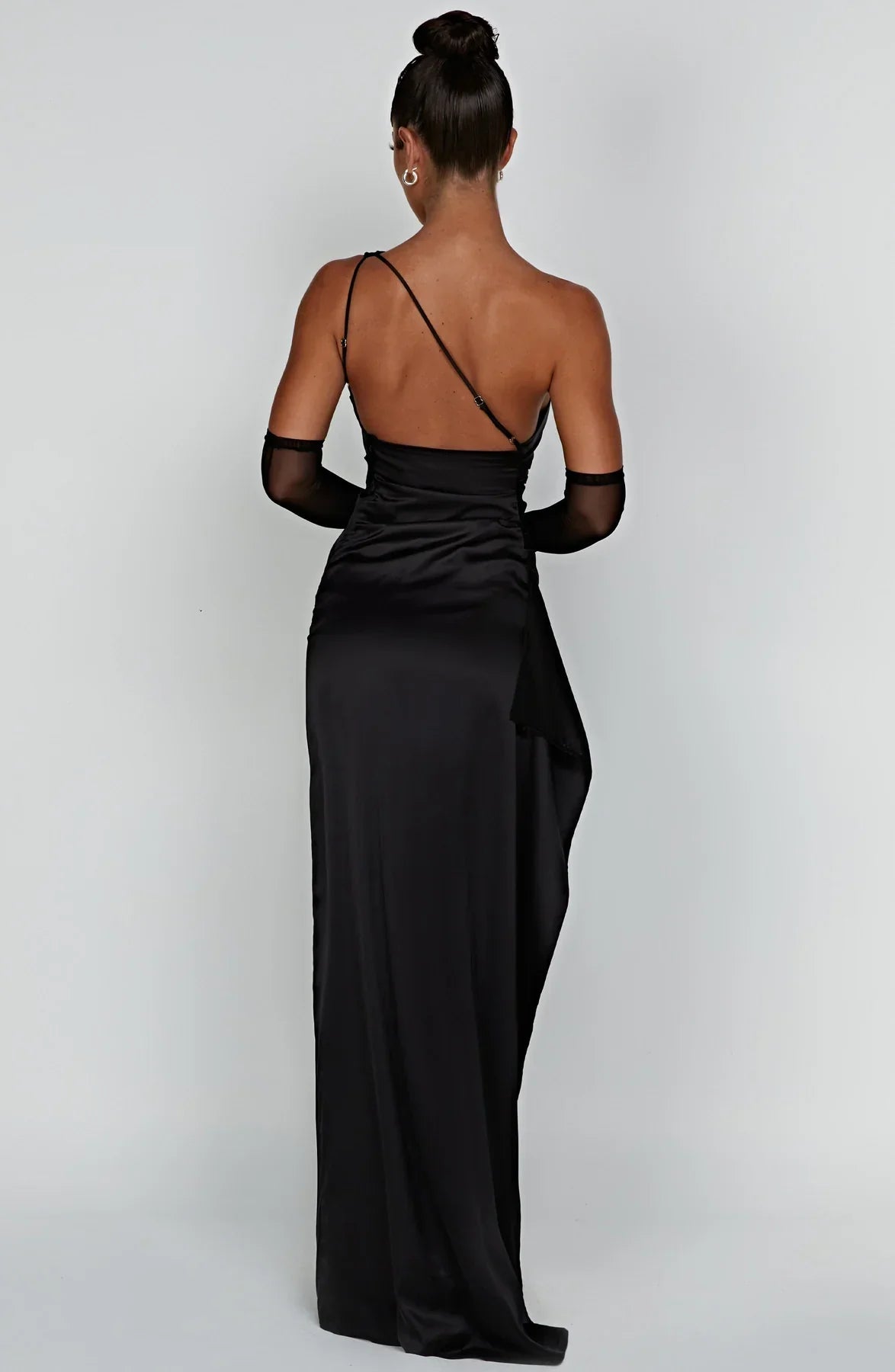 Sélène | Pleated Satin Dress with One Shoulder