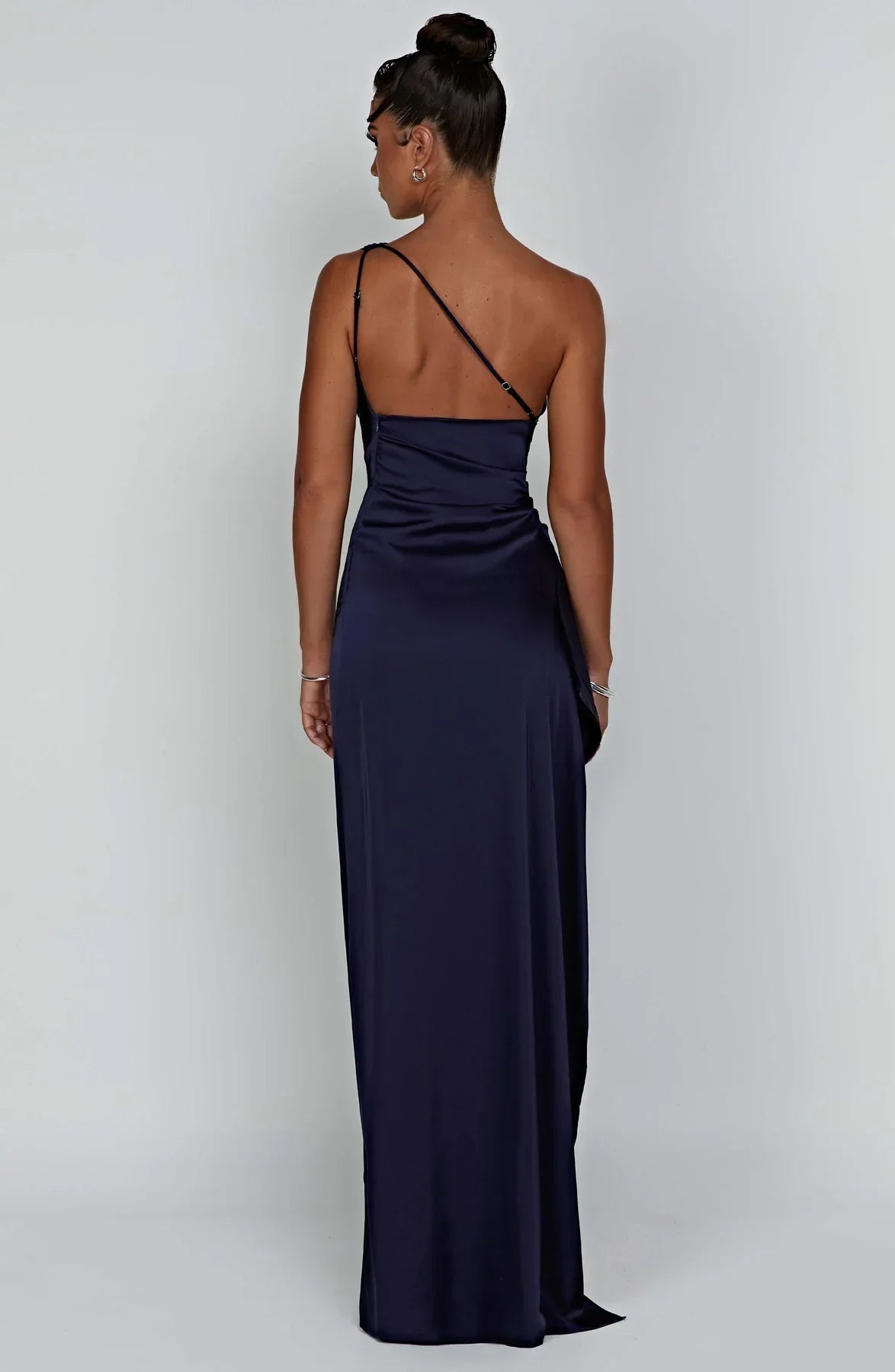 Sélène | Pleated Satin Dress with One Shoulder