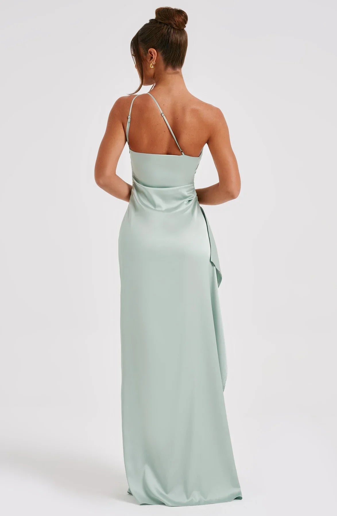 Sélène | Pleated Satin Dress with One Shoulder