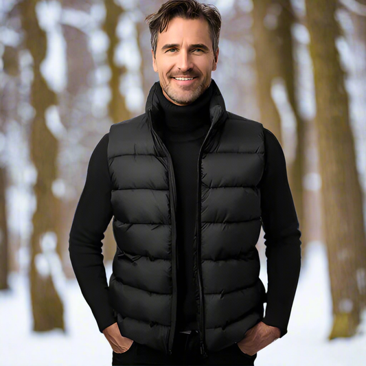 Vadderad gilet homme – léger, coupe-vent avec col montant et poches