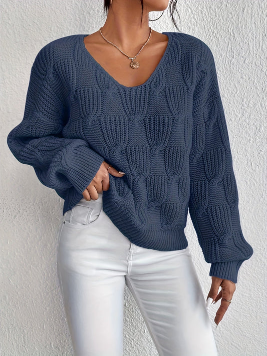 Pull Marianne à col en V – Basique classique en tricot pour femmes