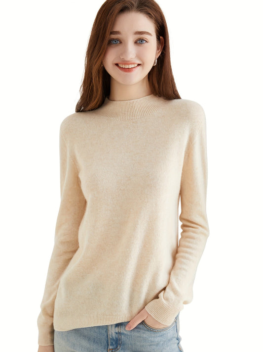 Pull Lisbeth à col haut et manches en laine – élégant pull tricoté pour femme