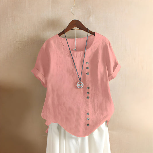 Linnea | Camicia a maniche corte in lino di cotone