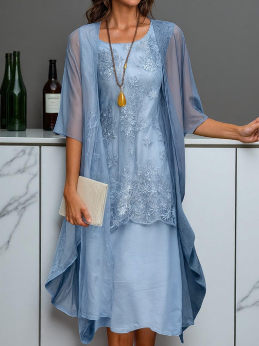 Elina | Robe Deux Pièces Brodée avec Gilet Léger