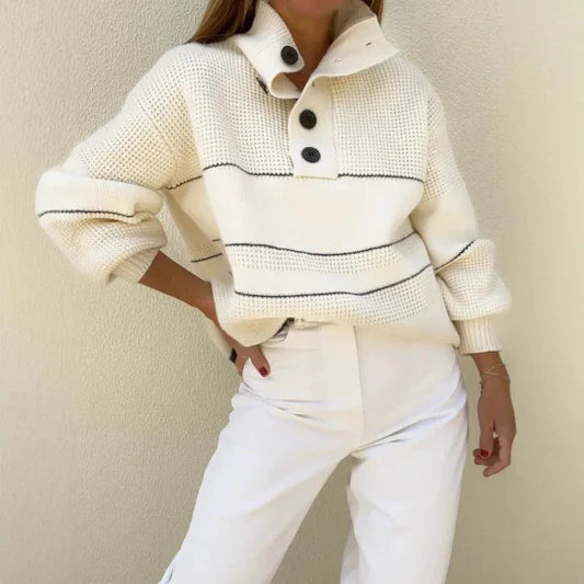 Norélle – Pull Tricoté Rayé Surdimensionné en Mélange de Laine