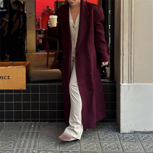 Elvina – Manteau élégant à double boutonnage en mélange de laine pour femmes