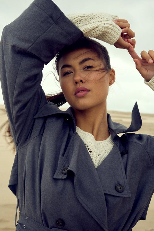 Manteau Astrid Kappa gris foncé mélangé – Manteau femme intemporel et élégant