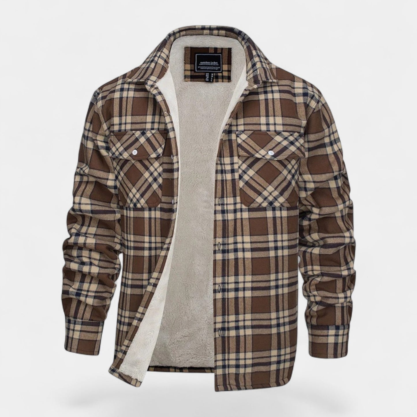 Norrskenberg™ – Checked Flannel Shirt with Fleece Lining for Men | Perfect as Overshirt & Layer under Winter Jacket