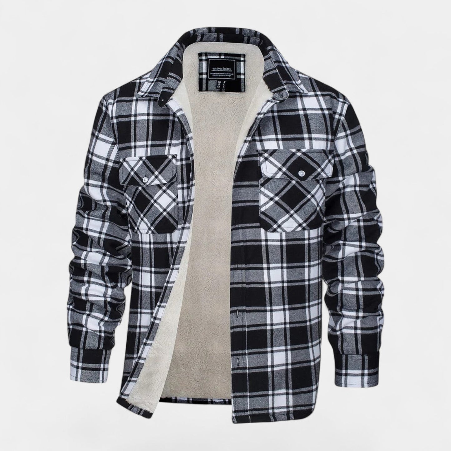 Norrskenberg™ – Checked Flannel Shirt with Fleece Lining for Men | Perfect as Overshirt & Layer under Winter Jacket