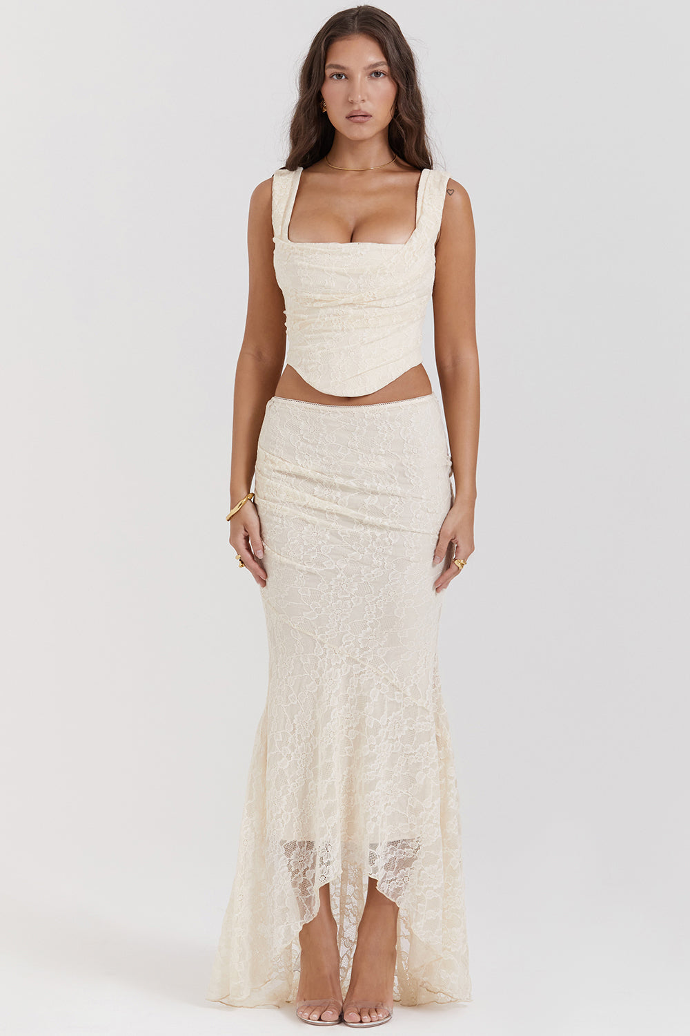 Celestine | Vintage Lace Corset with Matching Maxi Skirt