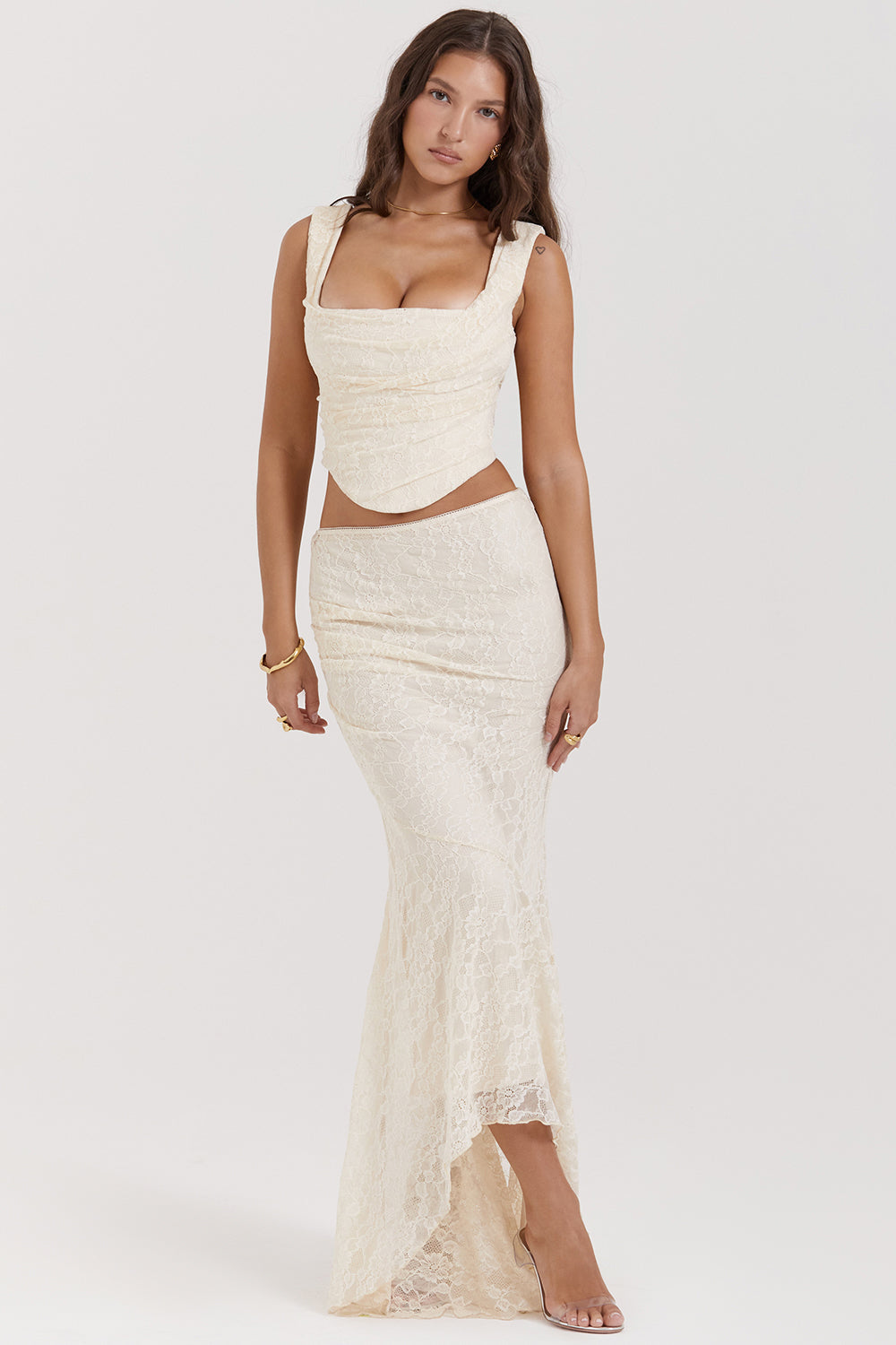 Celestine | Vintage Lace Corset with Matching Maxi Skirt